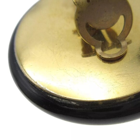 Chanel Quilted Button Earrings Clip-On Gold Black - Picture 5 of 7